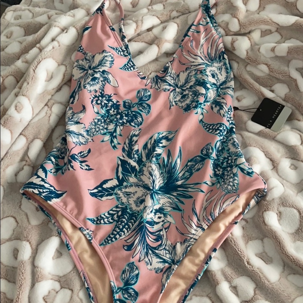 Pacsun LA Hearts pink Floral one piece swimsuit